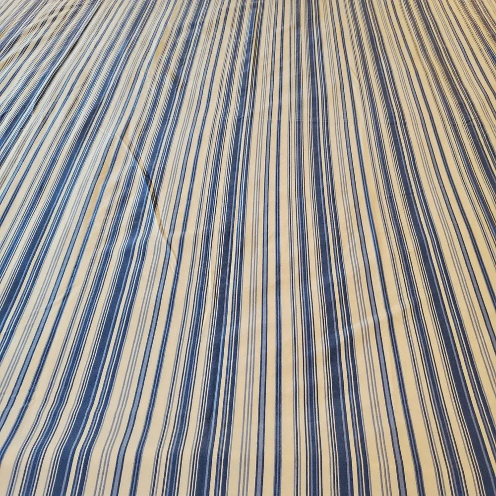 Whisper Soft Mills Twin Flat Sheet Blue White Ticking Stripe Nautical Coastal